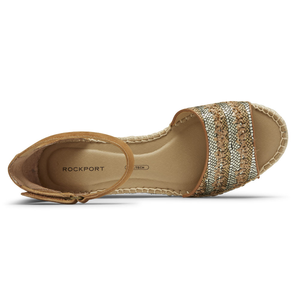 Rockport Womens Sandals Khaki - Marah Woven Ankle Strap - UK 326-AFVKLJ